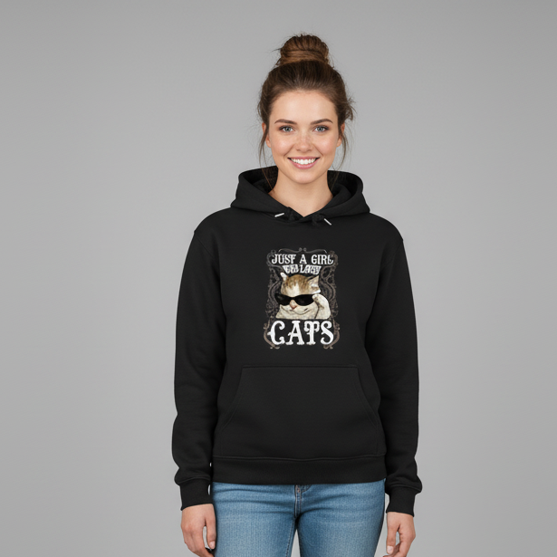 A Girl who loves Cats Vintage Hoodie