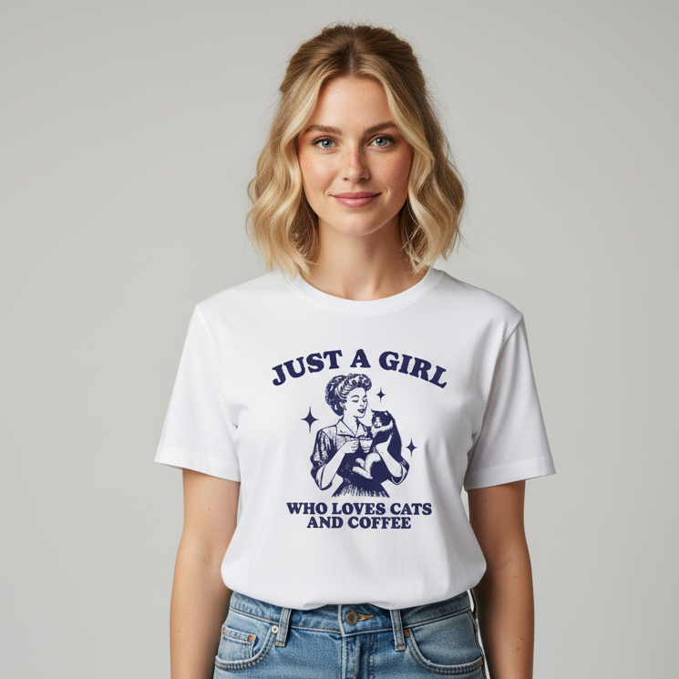 Girl who loves Cats and Coffee T-Shirt