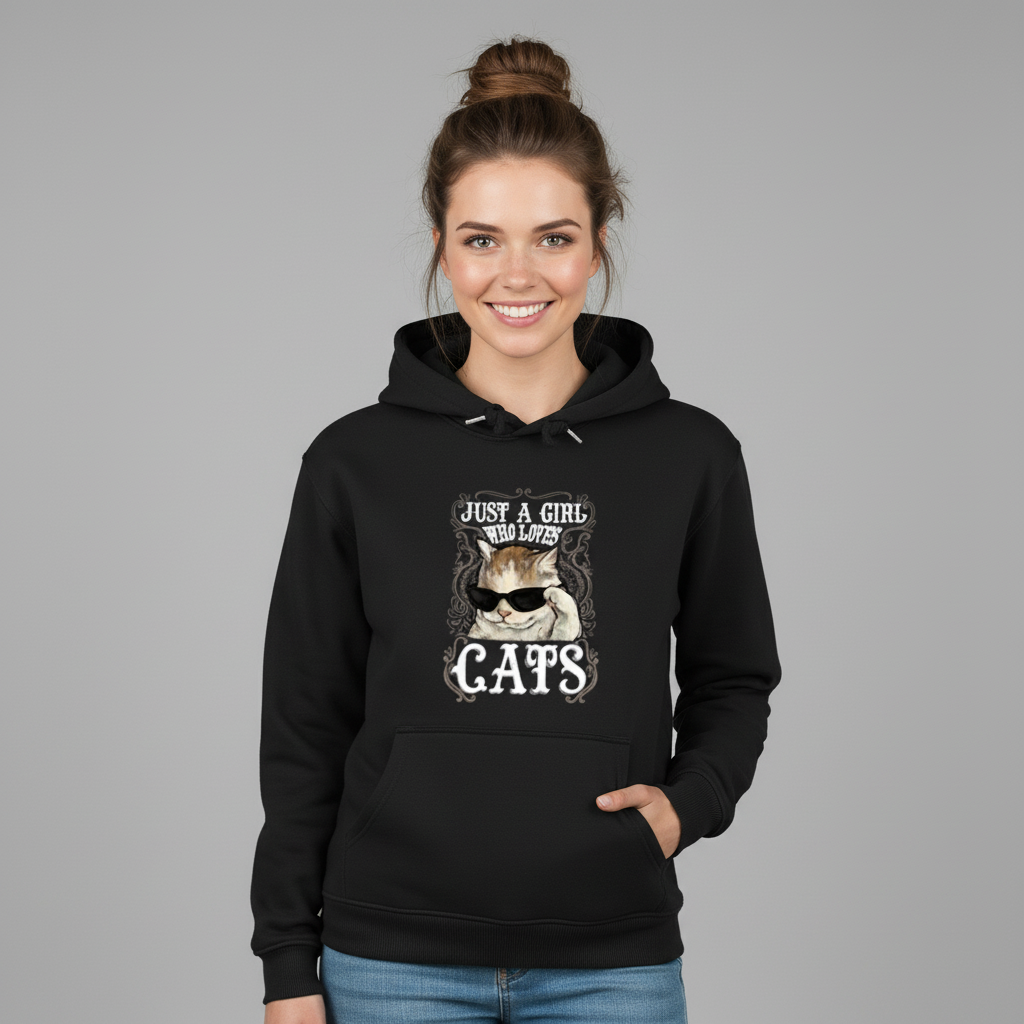 A Girl who loves Cats Vintage Hoodie
