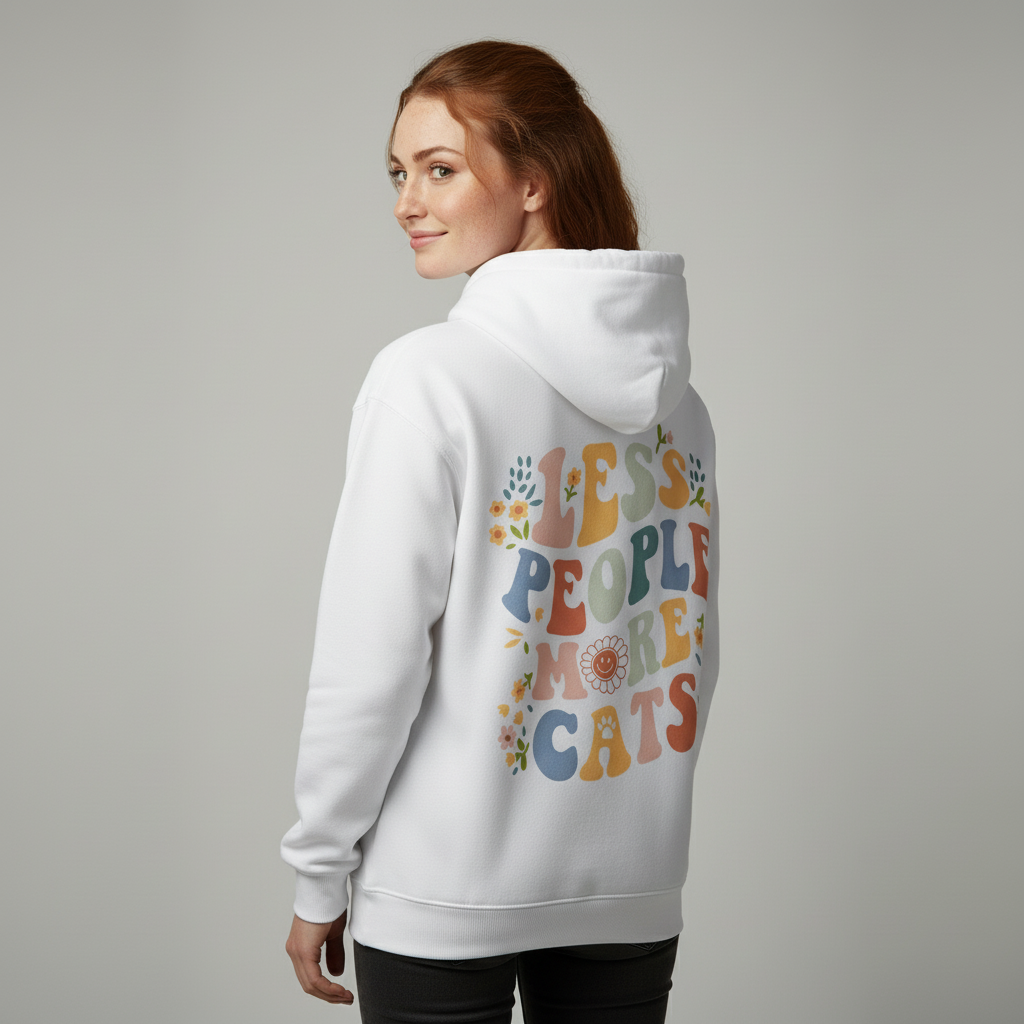 Less People More Cats Hoodie BackPrint
