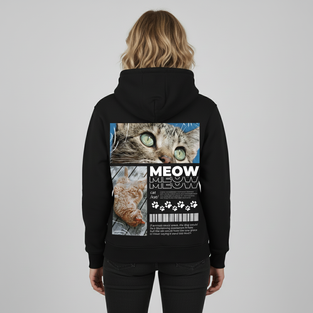 Cat Definition Modern Hoodie BackPrint