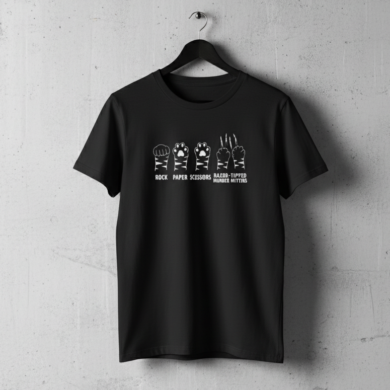 Rock paper Scissors Murder Mittens T-Shirt