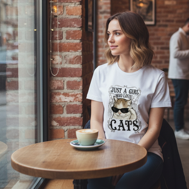 A Girl who loves Cats Vintage T-Shirt