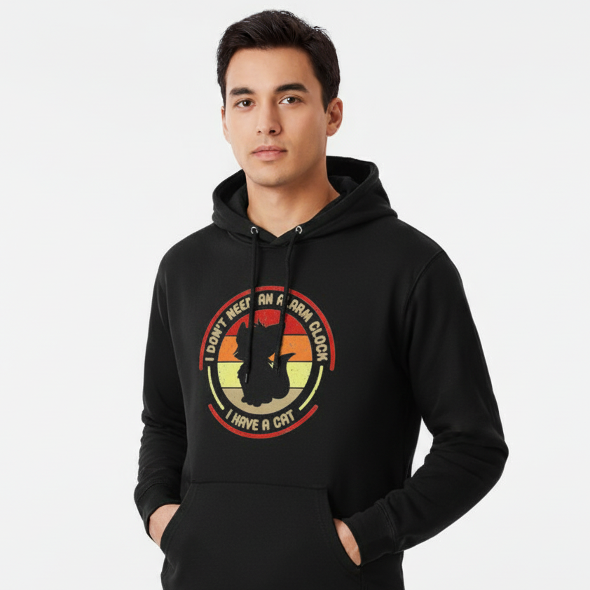 Alarm Clock Cat Hoodie